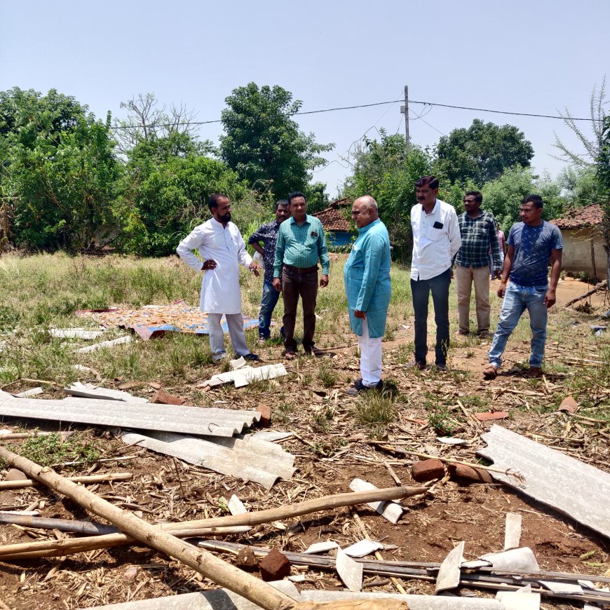 चक्रवर्ती हवाओं से हुए नुकसान का जायजा लेने खंडारा पहुंचे बैतूल विधायक    