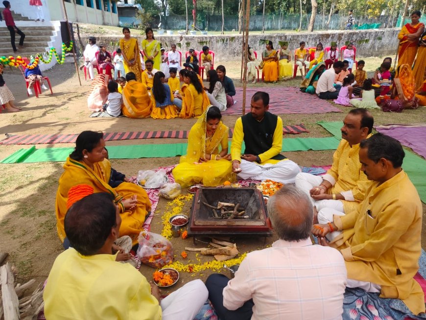 सरस्वती शिशु विद्या मंदिर उच्चतर माध्यमिक विद्यालय नर्मदापुरम* मैं श्रद्धाभाव के साथ मनाया बसंत पंचमी पर्व 