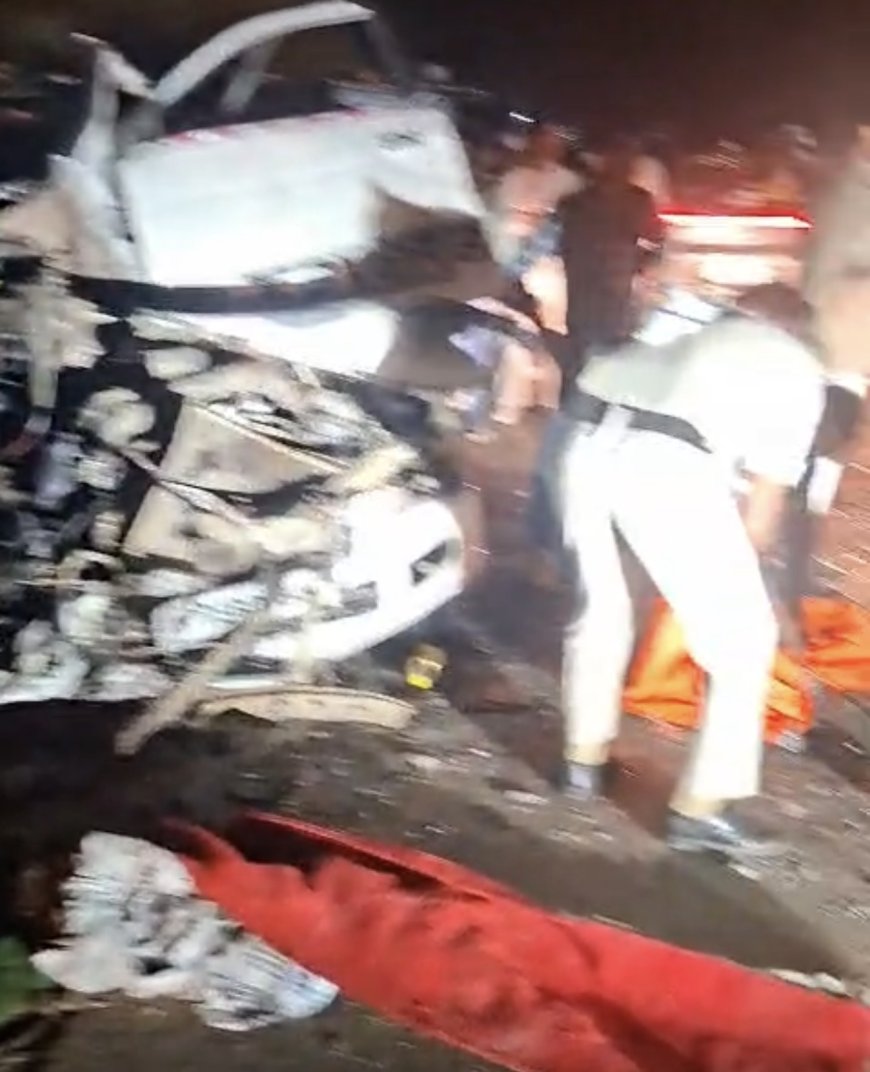 टवेरा और ट्रैक्टर ट्राली की टक्कर 5 की मौत 7 घायल शादी से लौट रहे थे 